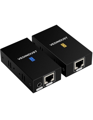 VEDINDUST HDMI Extender 60 Mt Trasmettitore Ricevitore, HDMI a RJ45 Cat5e Cat6 Cat7 Ethernet 1080p 3D